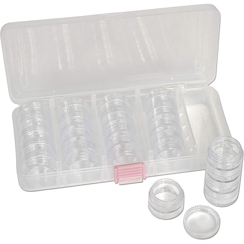 Stackable Bead Storage Case with 25 Removable Jars and Lids
