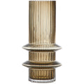 8.5-Inch Tall Ribbed Glass Vase - Oyster Gray Modern Floral Display