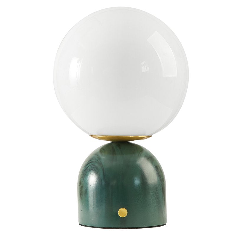 Green Marble Uplight with Brass & Glass Accents - 9.25-Inch Modern Table Lamp