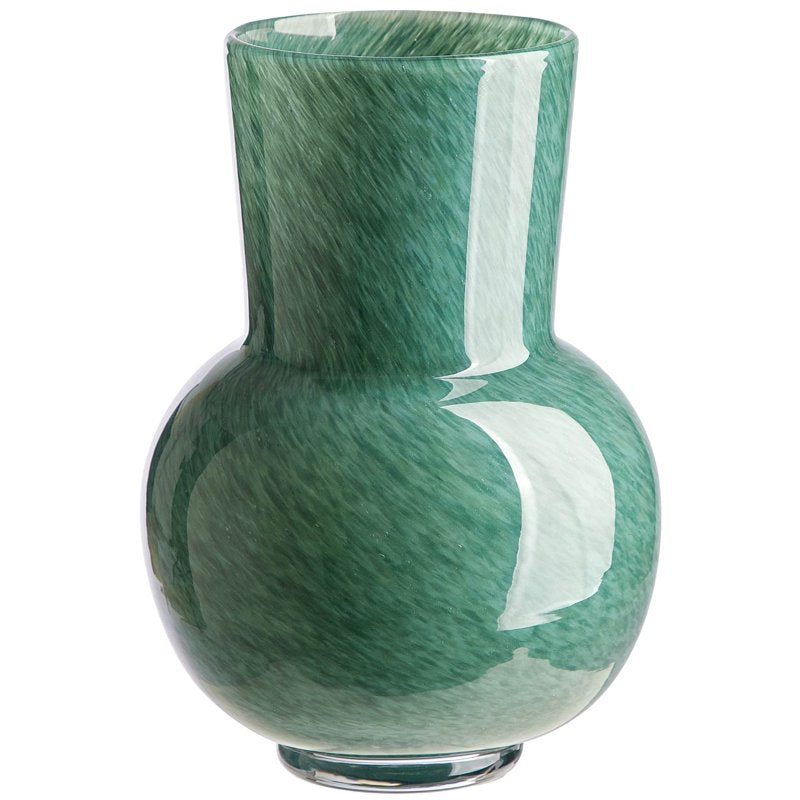 Green Mottled Glass Vase - Artistic Home Decor, 8.35 Inches