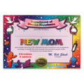Pack of 6 New Mom Certificates 5x7 with Baby & Rainbow Design