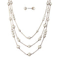 Adult Pearl Necklace and Earring Set in Rose Gold Plating
