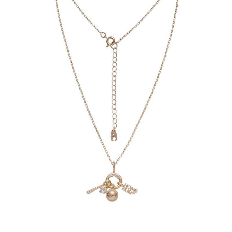 Removable Baseball Charm Necklace in 14K Gold Flash Plated, 18-inch