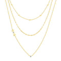 Gold Flash Plated Initial Necklace Set with Cubic Zirconia - Multiple Charms