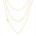 Initial Necklace Set with 14K Gold Flash Plating and Cubic Zirconia - Multiple Letters