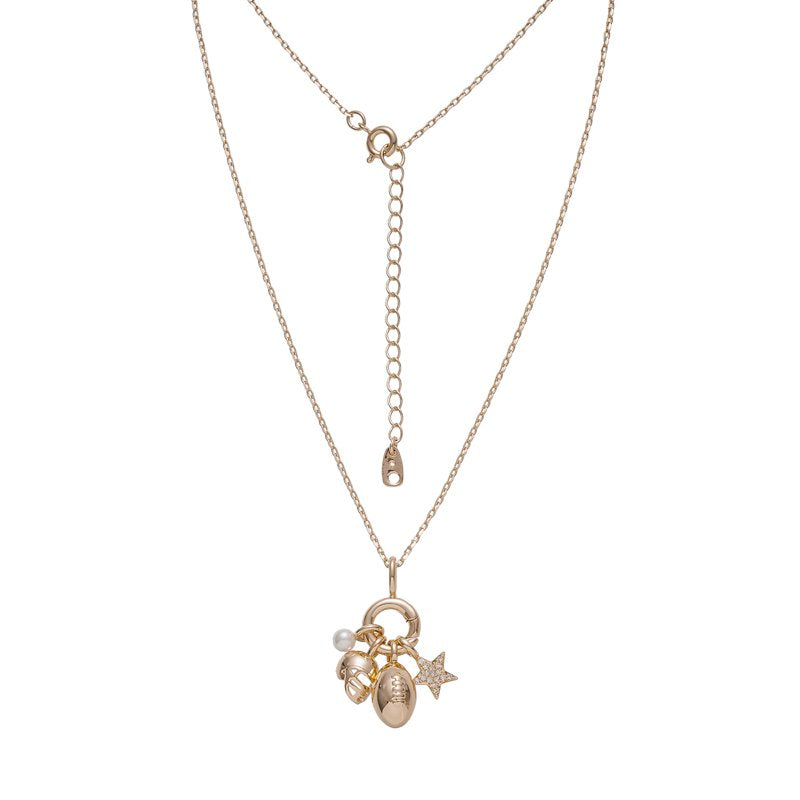 Believe by Brilliance 14K Gold Flash Plated Football Charm Necklace 18"