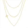 Gold Plated Initial Necklace Set with Cubic Zirconia - Multiple Letters