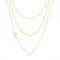 Gold Flash Plated Initial Necklace Set with Cubic Zirconia - Multiple Letters