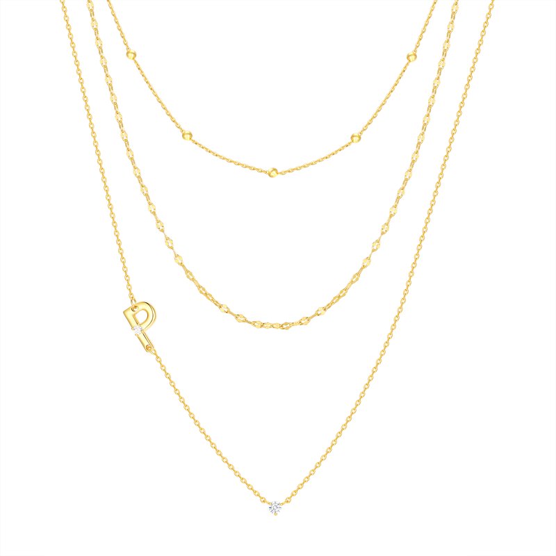 Gold Flash Plated Initial Necklace Set with Cubic Zirconia - Multiple Letters