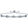 Sterling Silver Plated Blue Topaz & CZ Infinity Bracelet - Adjustable Gift