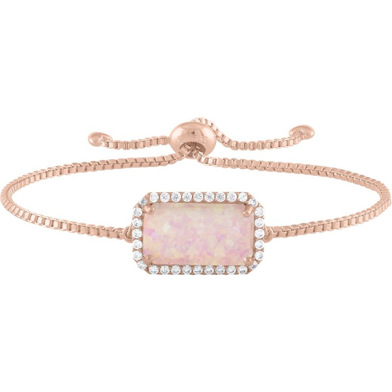 Sterling Silver Plated Gold Flash Opal CZ Bracelet Adjustable Jewelry Gift
