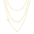Gold Flash Plated Initial Necklace Set with Cubic Zirconia - Multiple Charms
