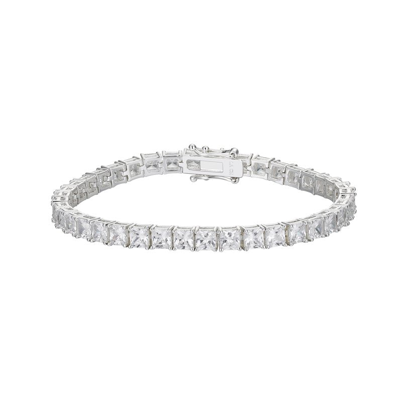 Women's Silver Plated Cubic Zirconia Tennis Bracelet - 7.25 Inch with Extender