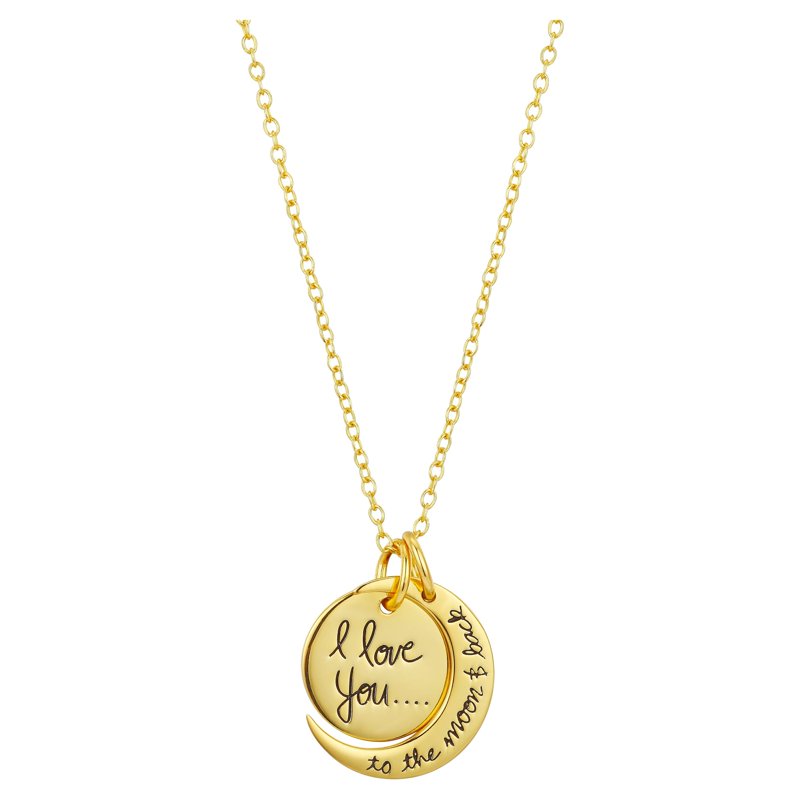 Women's Gold Plated 'I Love You to the Moon & Back' Necklace - Adjustable Chain