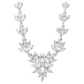 Sterling Silver and Cubic Zirconia Leaves Necklace - 18 Inch with Extender