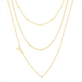 Gold Flash Plated Initial Necklace Set with Cubic Zirconia - All Letters, 16-18 Inch Layers