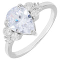 Women's Silver Engagement Ring with AAA CZ Pear Cut Stone - Size 7