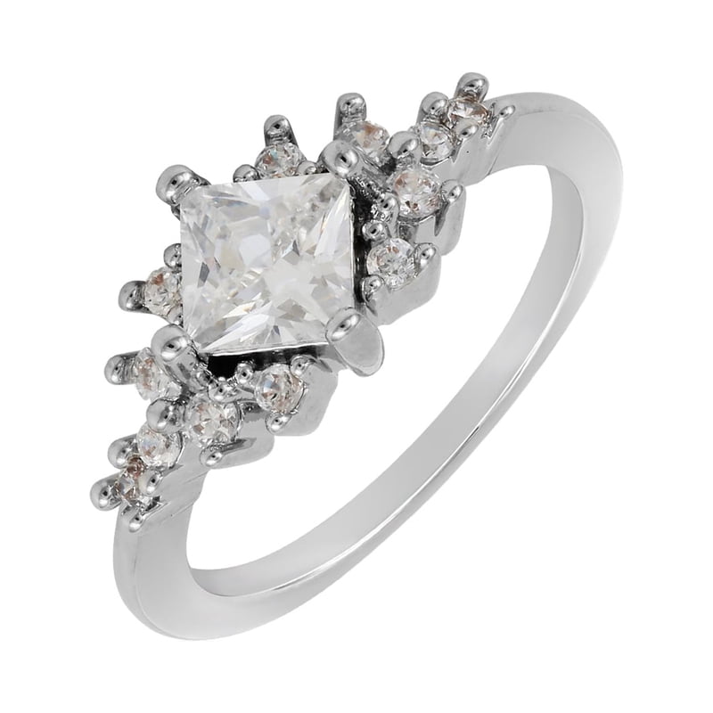 Women's Silver Engagement Ring with AAA Cubic Zirconia Size 6