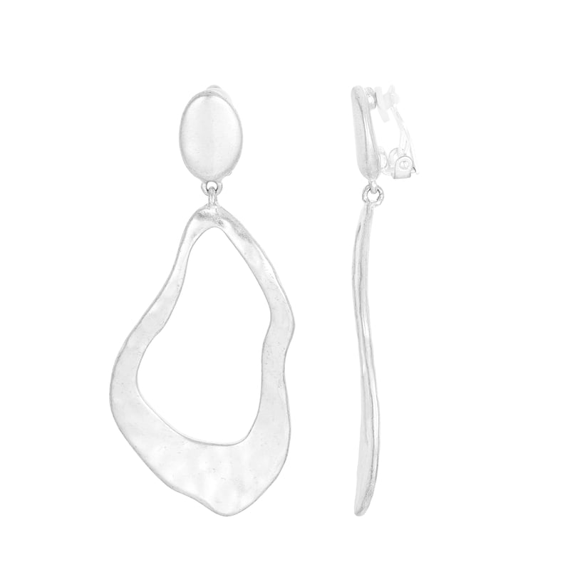Women's Clip-On Drop Earrings in Recycled Metal – Elegant & Sustainable Jewelry