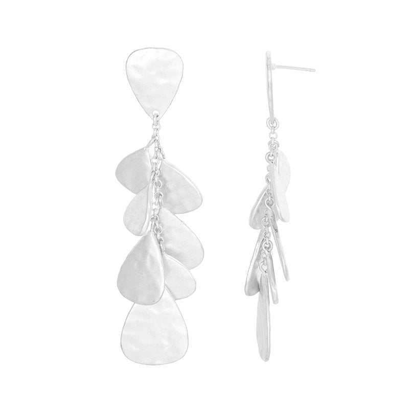 Drop Statement Earrings for Women in Recycled Metal - Silver & Gold