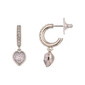 Unisex CZ Heart Huggies Earrings Silver or Gold - Elegant Sparkling Jewelry
