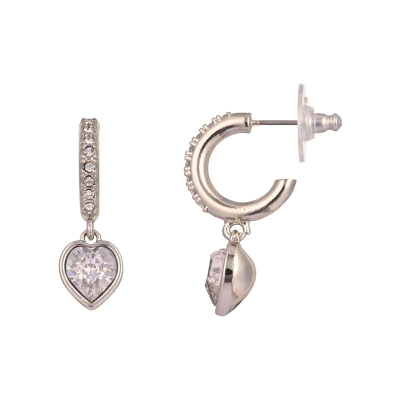 Unisex CZ Heart Huggies Earrings Silver or Gold - Elegant Sparkling Jewelry