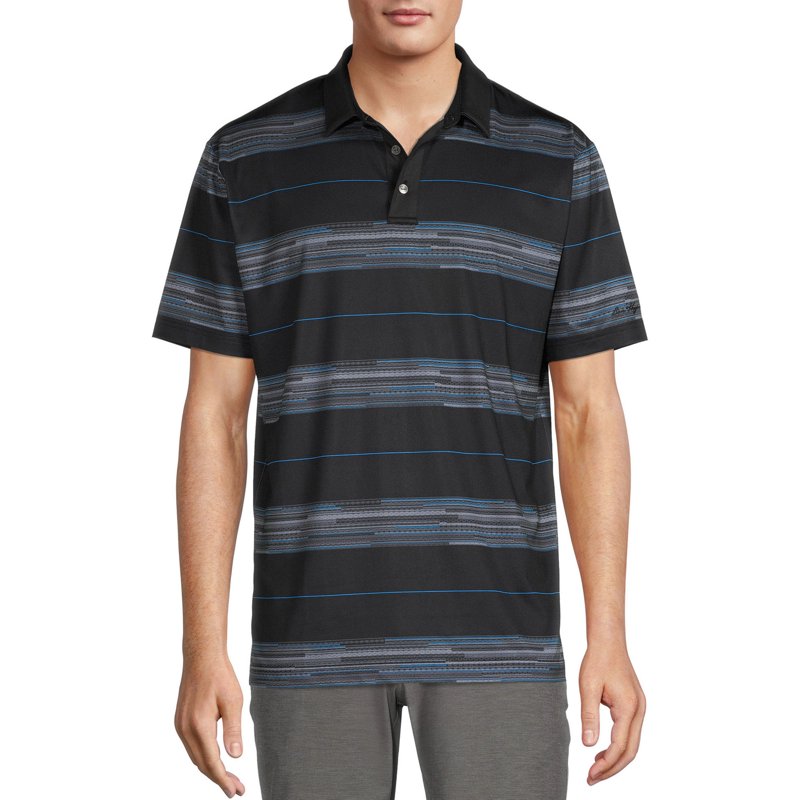 Ben Hogan Stripe Polo Shirt for Men – Moisture-Wicking, Sun Protection, Black S, Sizes S-5XL