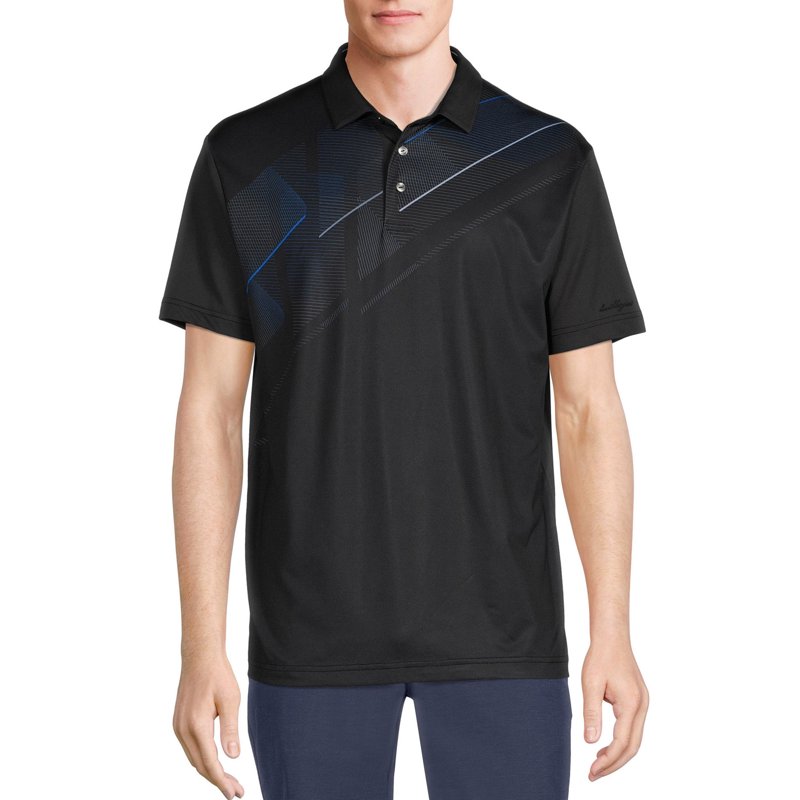 Ben Hogan Diagonal Stripe Golf Polo Shirt — Mens & Big & Tall, S-5XL, Caviar M
