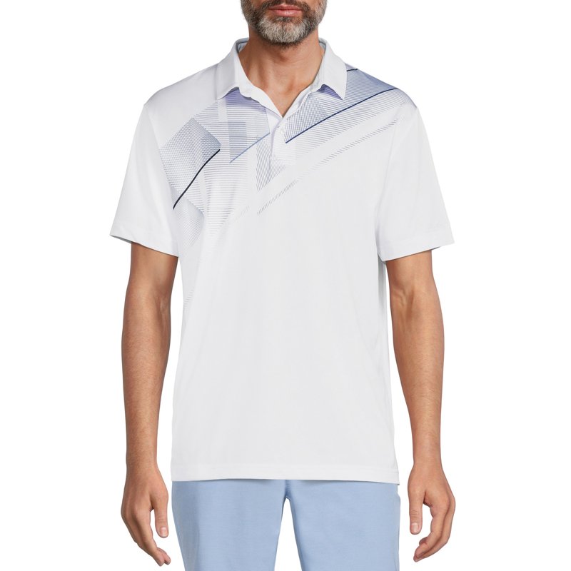 Ben Hogan Men’s & Big Men’s Diagonal Stripe Golf Polo Shirt – Bright White, L