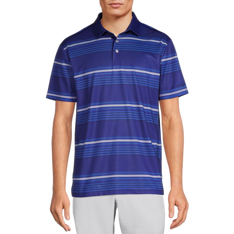 Ben Hogan Men's & Big & Slim Stripe Golf Polo Shirt, Navy XL