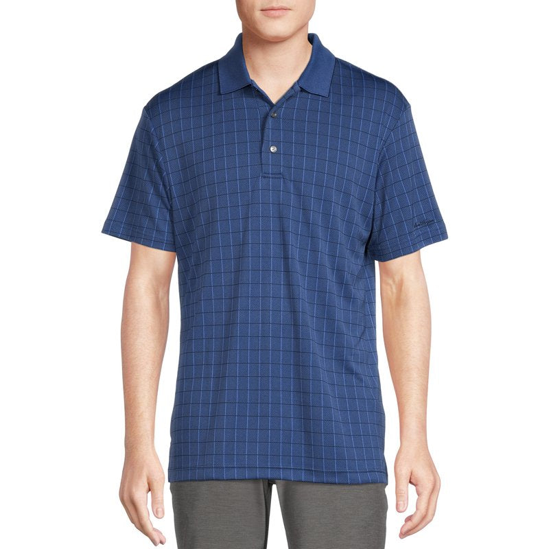 Ben Hogan Men’s & Big Men’s Textured Windowpane Golf Polo Shirt - Navy, Size L