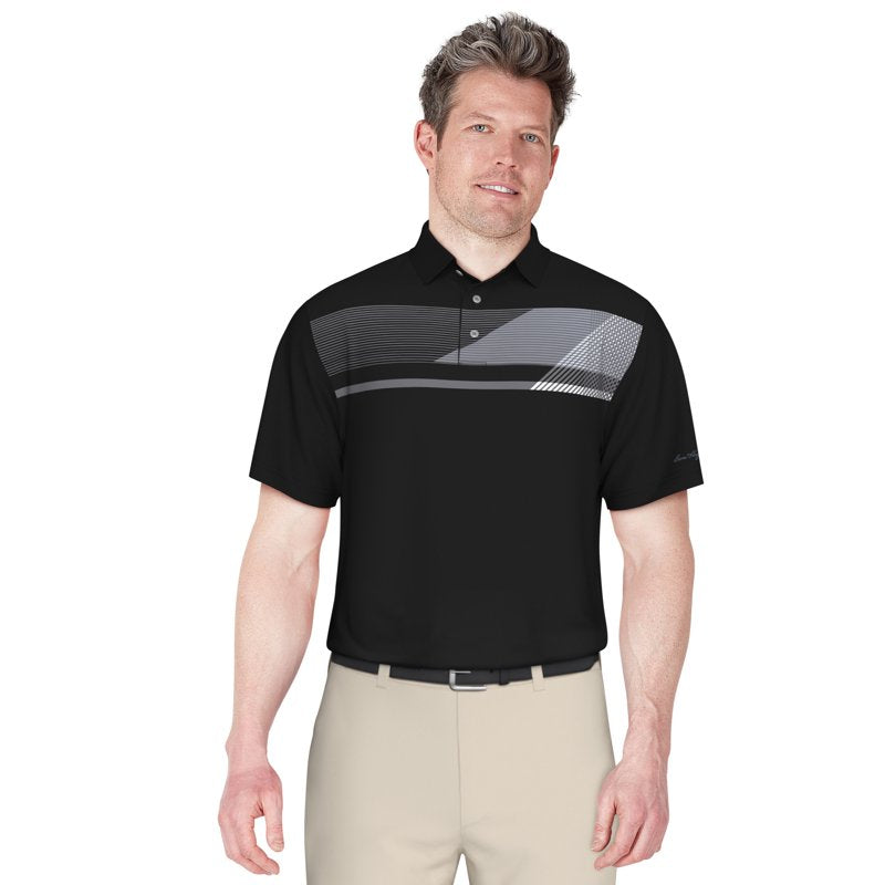 Men's Golf Polo Shirt with UV Sun Protection & Moisture Wicking - Asymmetric Chest Stripe