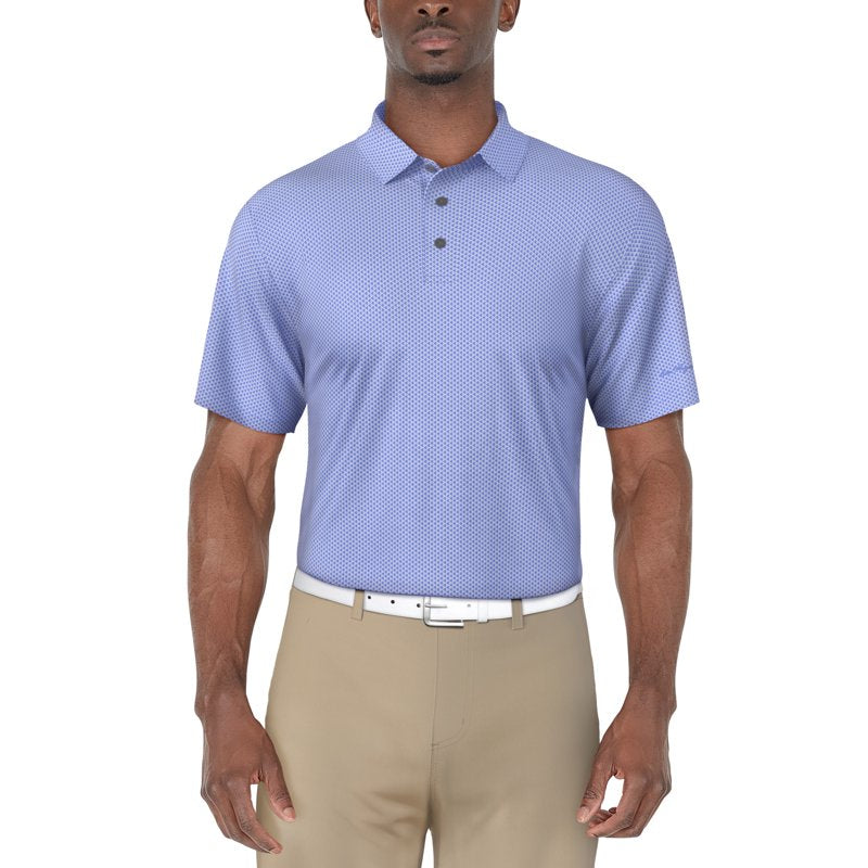 Men's Golf Polo Shirt with Geometric Jacquard Pattern - UV Sun Protection, Moisture Wicking, Stretch, All Sizes