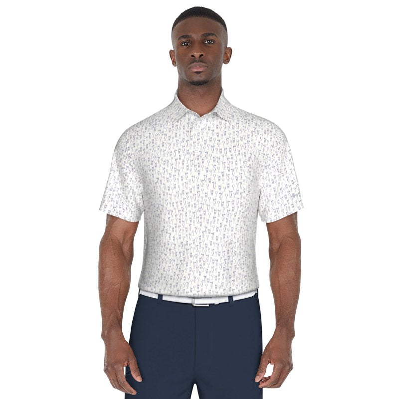 Men's Golf Polo Shirt with Drink Print - Stretch, Moisture-Wicking, UV Protection