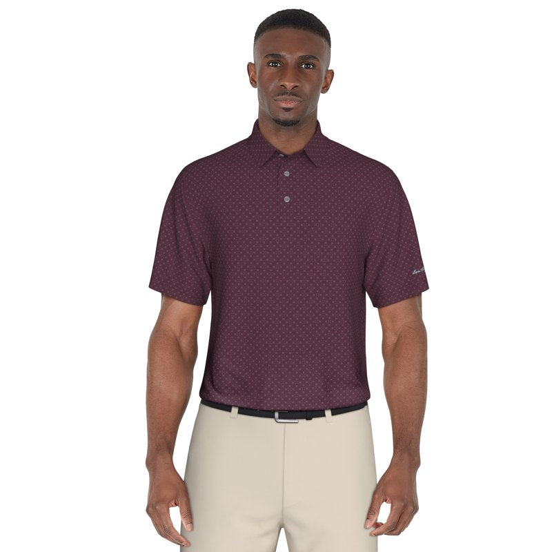 Men's Geo Print Golf Polo Shirt with Moisture-Wicking & Sun Protection