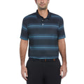 Men's Heathered Stripe Golf Polo Shirt - Performance Moisture-Wicking Sun Protection