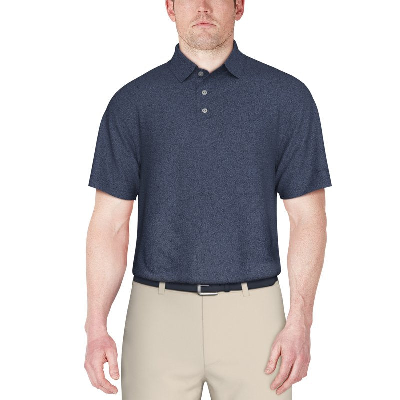 Men's Micro Floral Golf Polo Shirt with UV Sun Protection & Moisture-Wicking