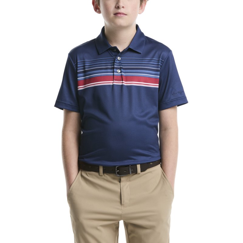 Boys Golf Polo Shirt Performance Textured Chest Short Sleeve Moisture Wicking