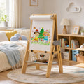 Kids Wooden Art Easel with Magnetic Whiteboard & Storage - Adjustable & Foldable
