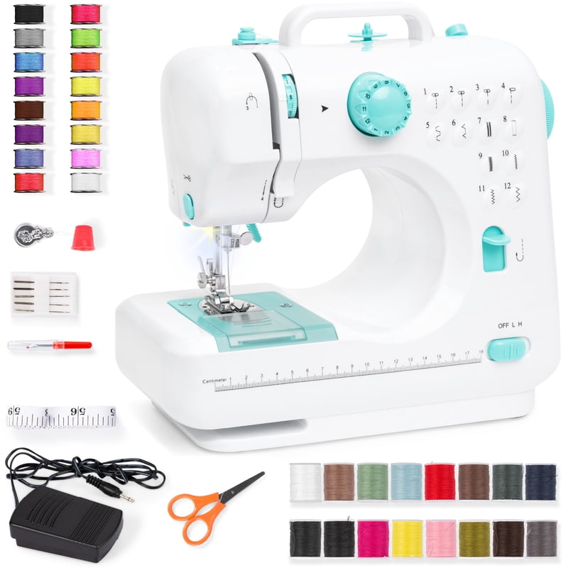 Portable Sewing Machine Kit with 12 Stitch Patterns and 42-Piece Beginners Set
