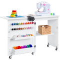 Multi-Function Sewing & Craft Table with Storage - White