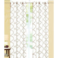 Blackout Window Curtain Panel 38 x 84 Inches Geometric Taupe White Diamond
