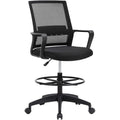 Adjustable Drafting Office Chair with Lumbar Support and Swivel Base - Ergonomic Mesh Seat