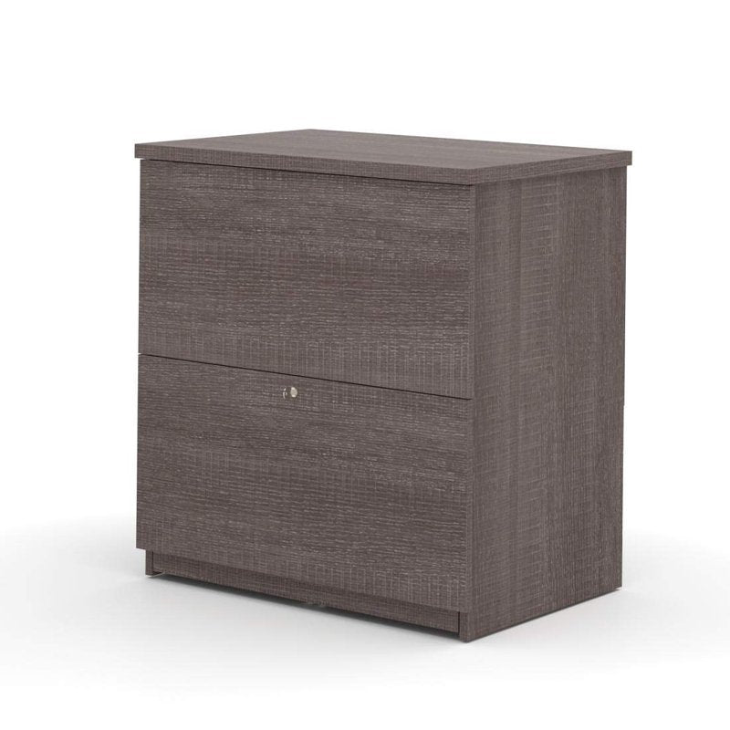 Lockable 2-Drawer Lateral File Cabinet in Gray - Wood Storage Organizer