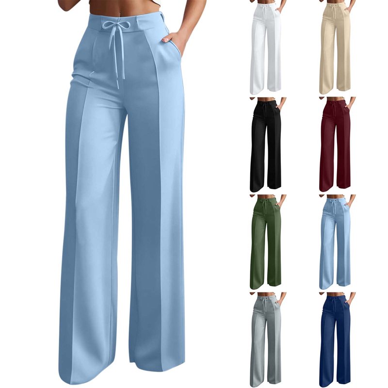 Women's High Waisted Wide Leg Dress Pants with Pockets - Business Casual Trousers