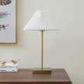 Gold-Toned Brass Table Lamp with Pleated Shade - Modern Indoor Lighting