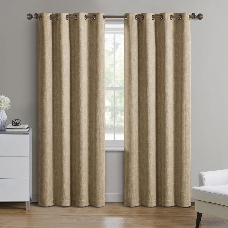 Blackout Window Curtain Panel with Grommet Top - Textured Fabric, Light Blocker