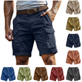 Men's Linen Cargo Shorts Summer Lightweight Casual Beach Golf Work Shorts Big & Tall