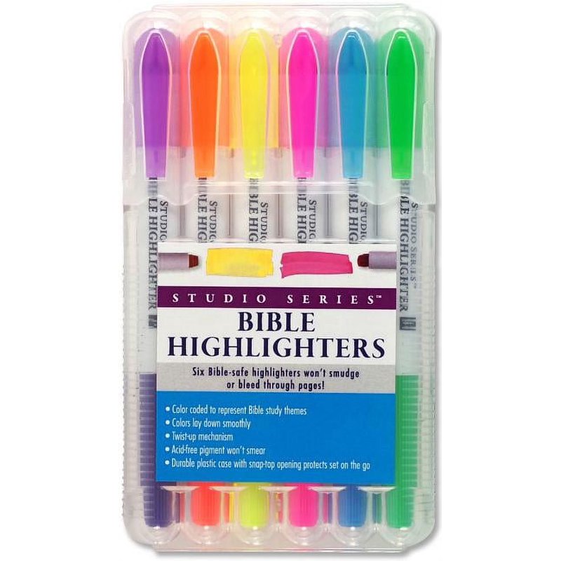 Bible Highlighters Set - Waxy, Non-Bleed, Color-Coded for Bible Study
