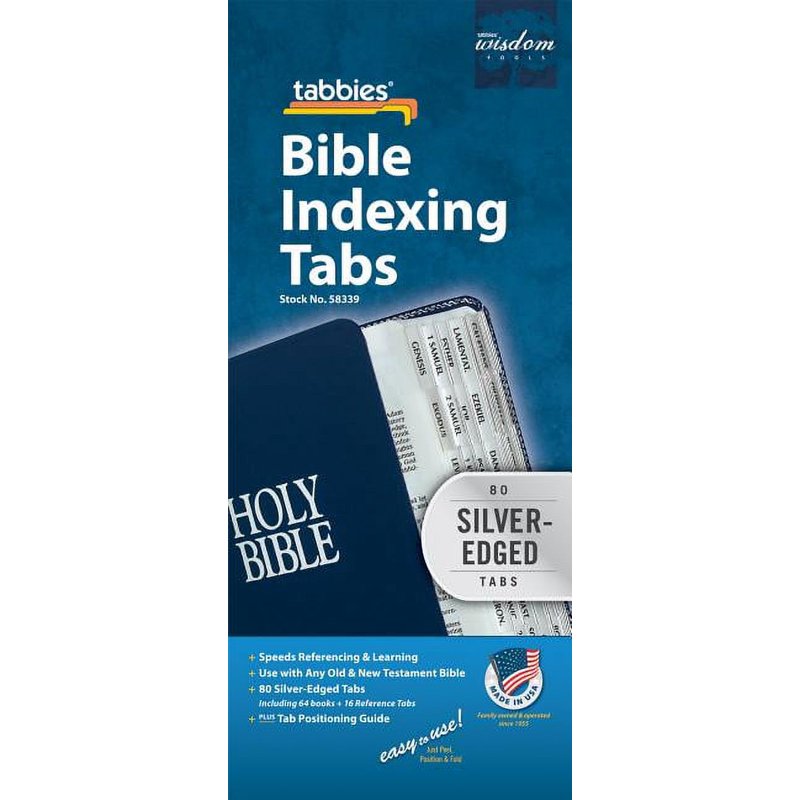 Bible Tabs Set for Protestant Old & New Testament - Silver Edged, 80 Book & Reference Tabs